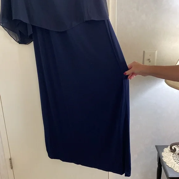 Glamour Deep Blue Asymmetrical Dress - Picture 4 of 10